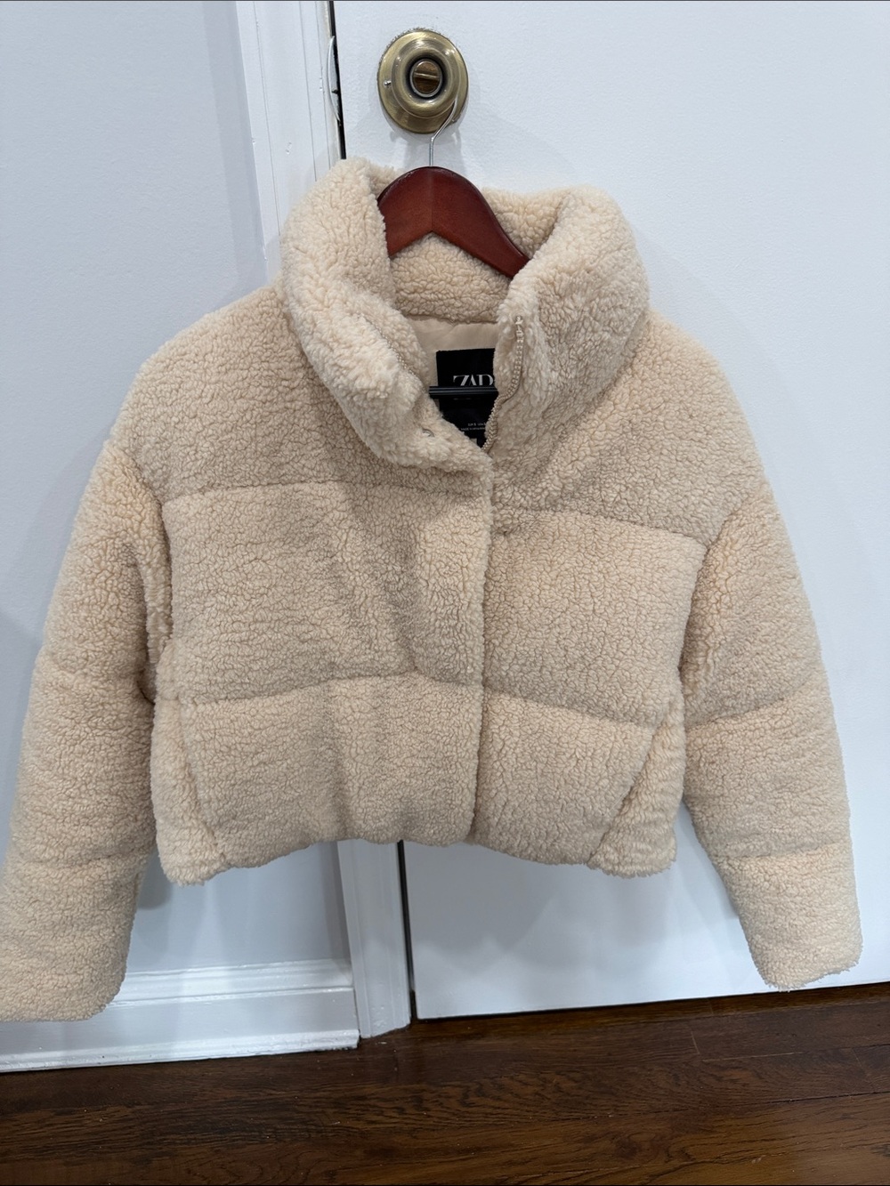 Zara Kids Beige Teddy Puffer Jacket
